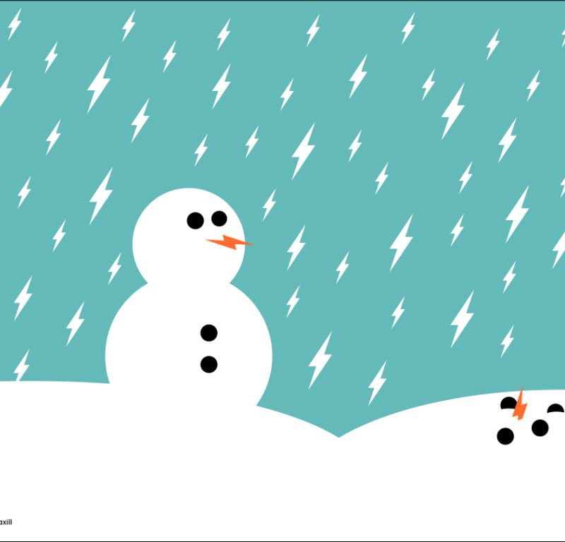 illustration of snowman and lightning bolt snow design & marketing news